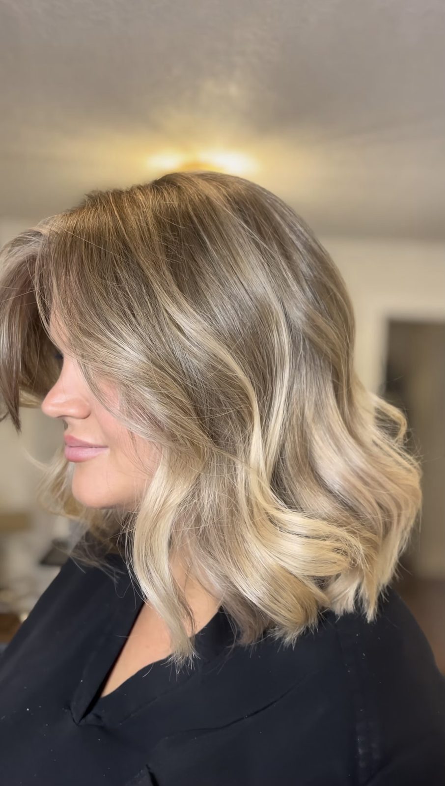 Balayage result, soft and natural highlights