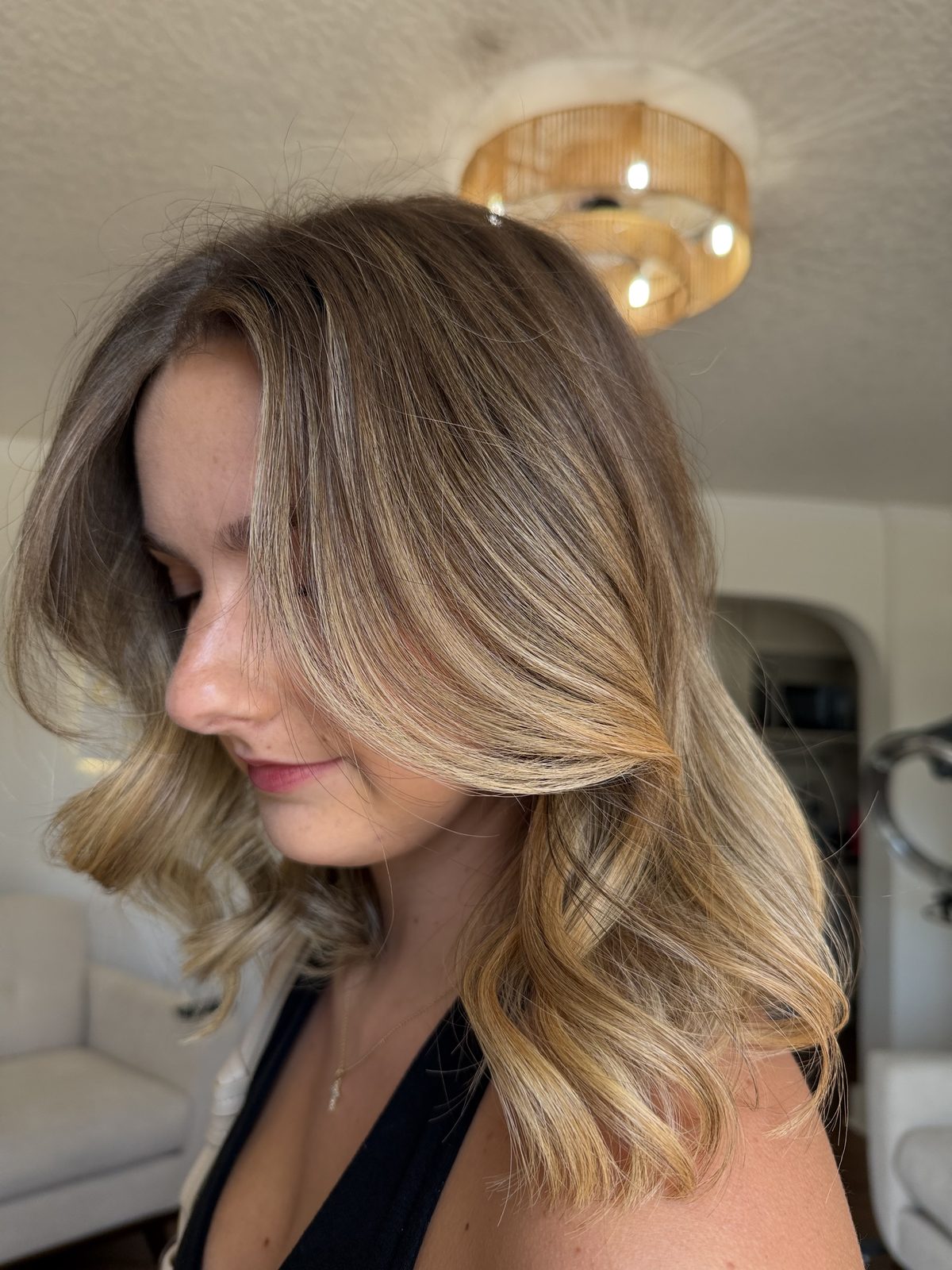 Balayage result, soft and natural highlights