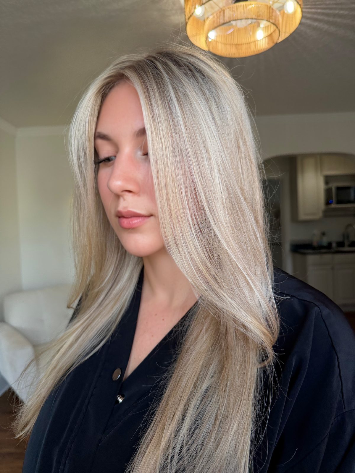 Highlights result, bright and dimensional blonde