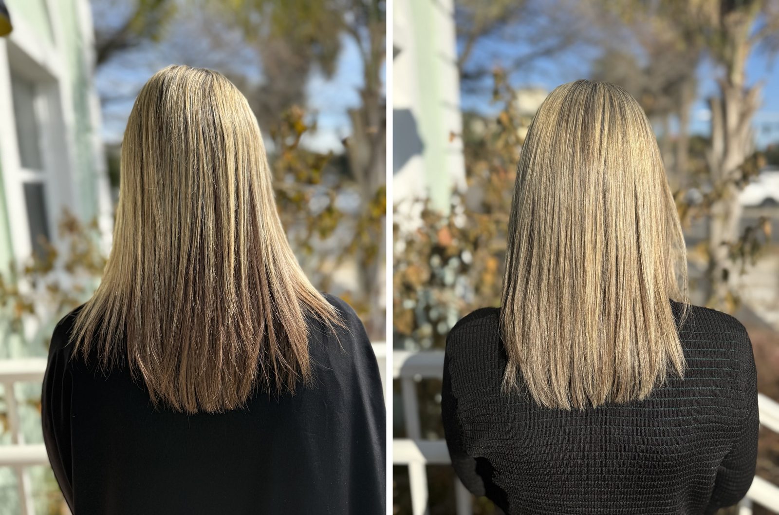 Highlights before and after, natural blonde