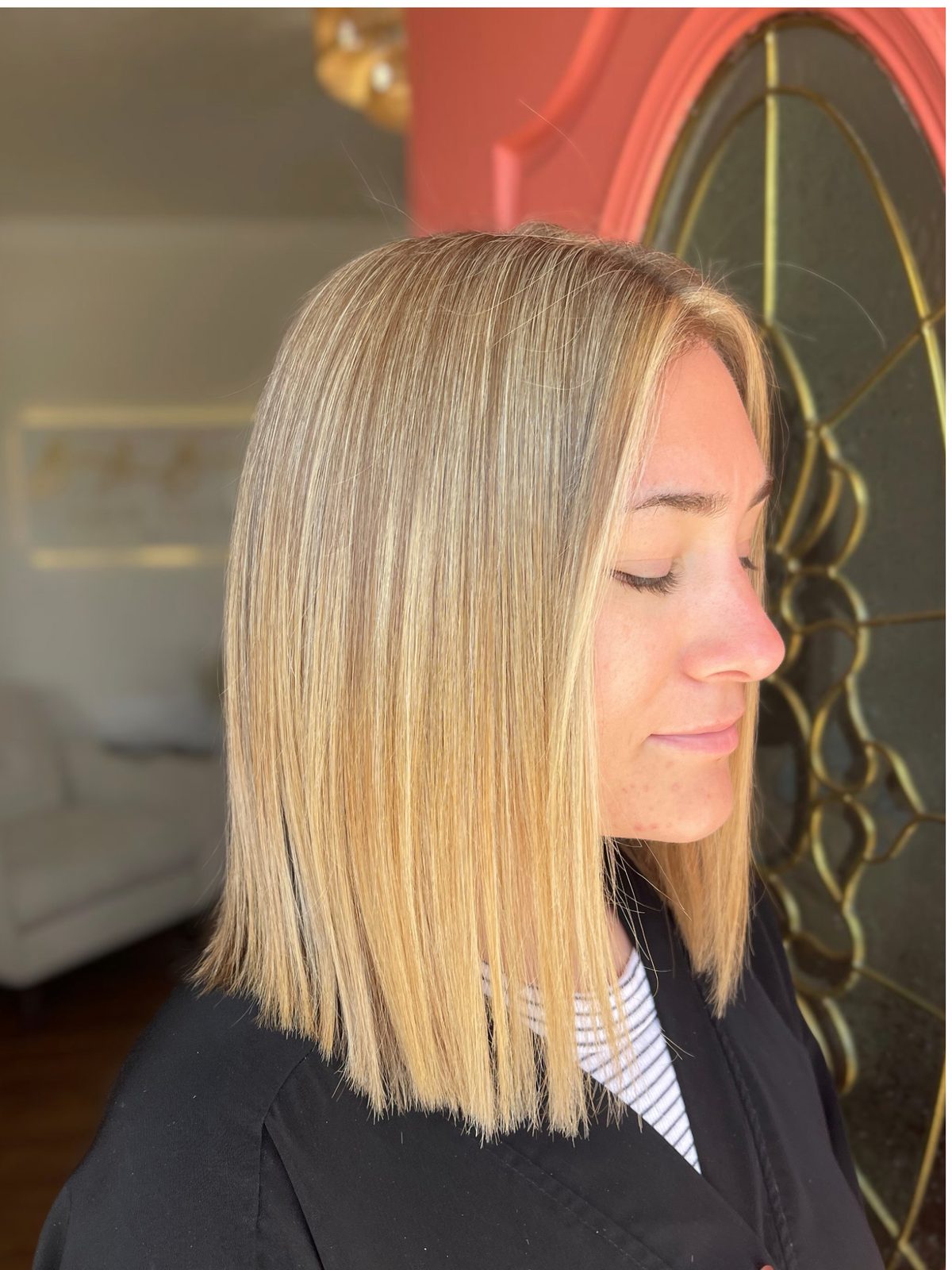 Highlights result, bright and dimensional blonde