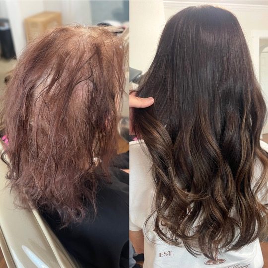 K-tip extension before and after, added length and volume
