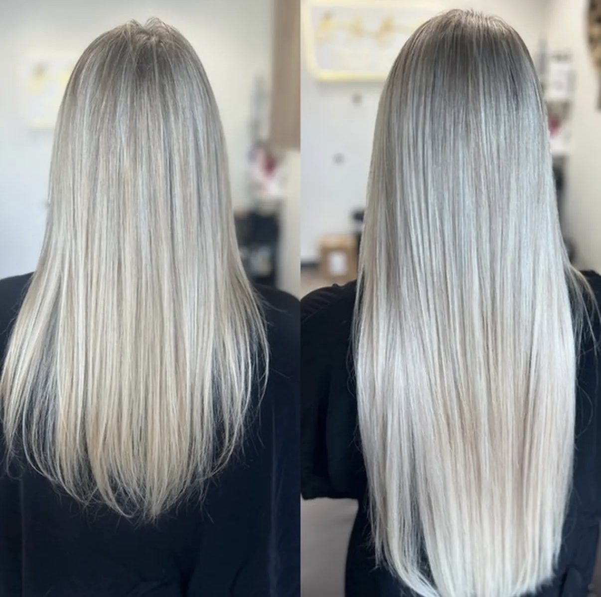 K-tip extension before and after, added length and volume