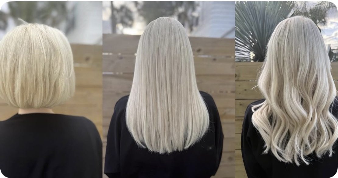 K-tip extension before and after, added length and volume
