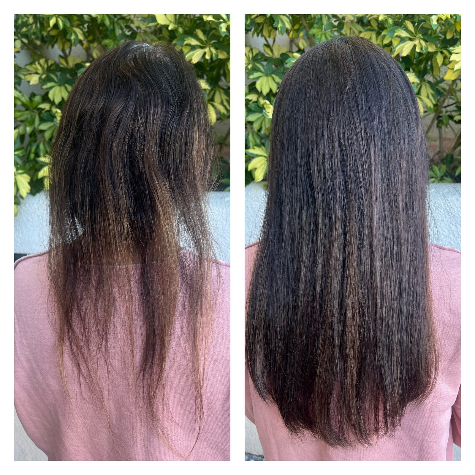 K-tip extension result, seamless keratin bond blend