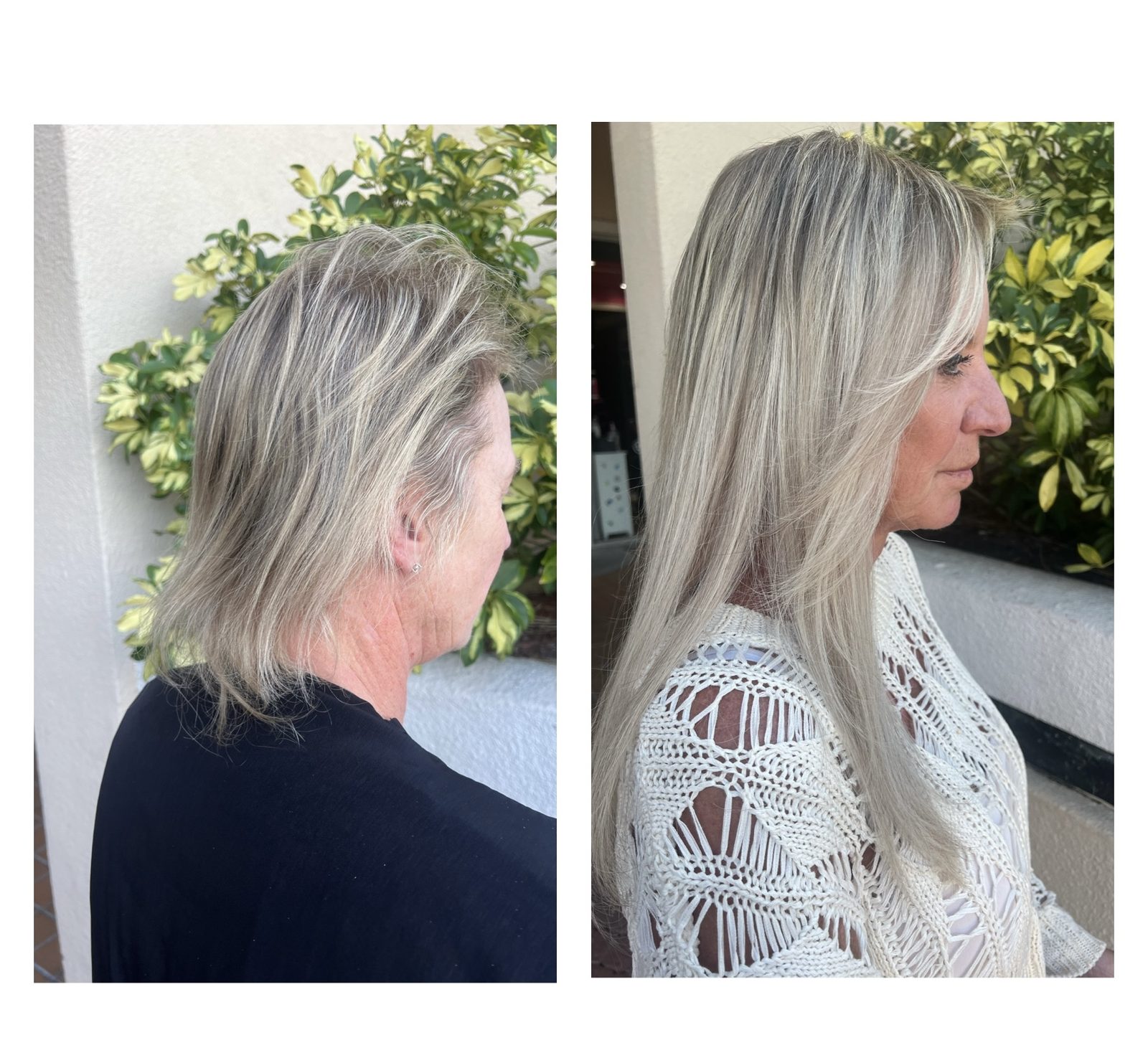K-tip extension before and after, fuller and longer hair