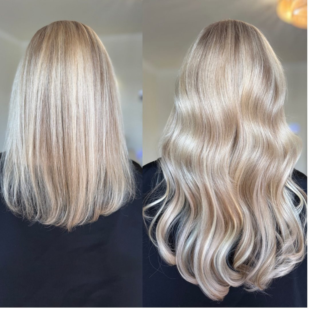 K-tip extension before and after, added length and volume