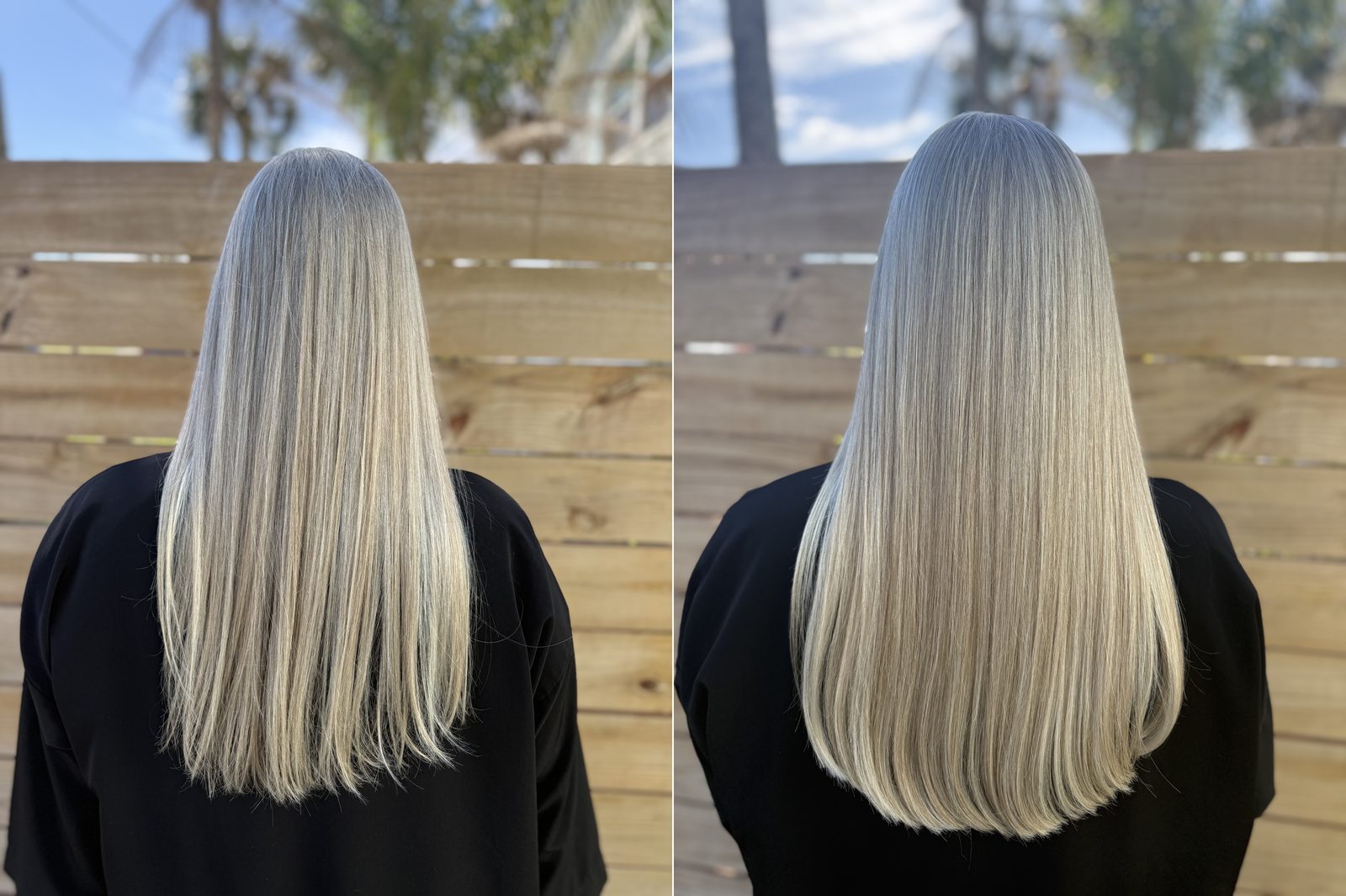 K-tip extension result, seamless keratin bond blend