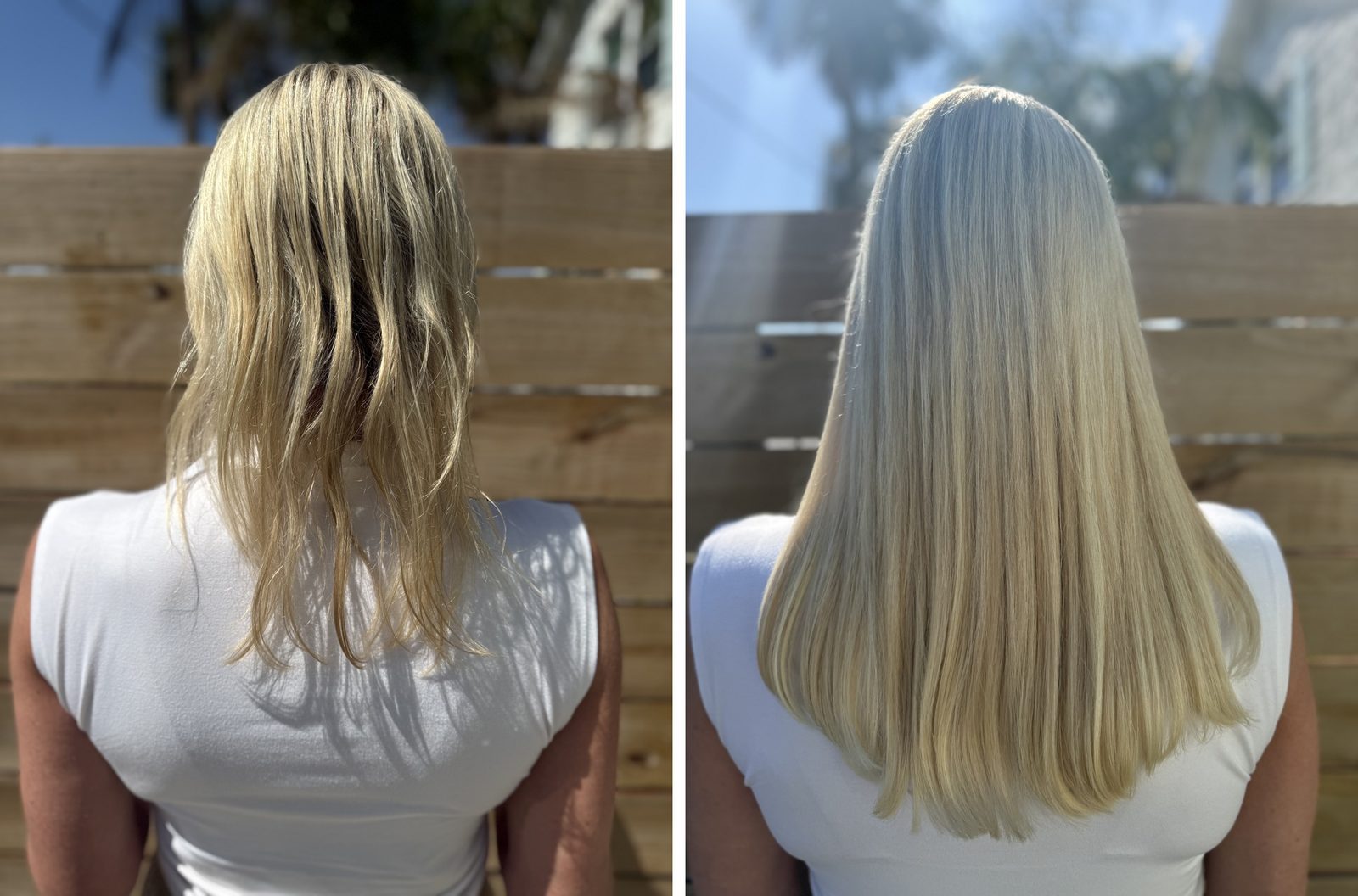 K-tip extension before and after, added length and volume